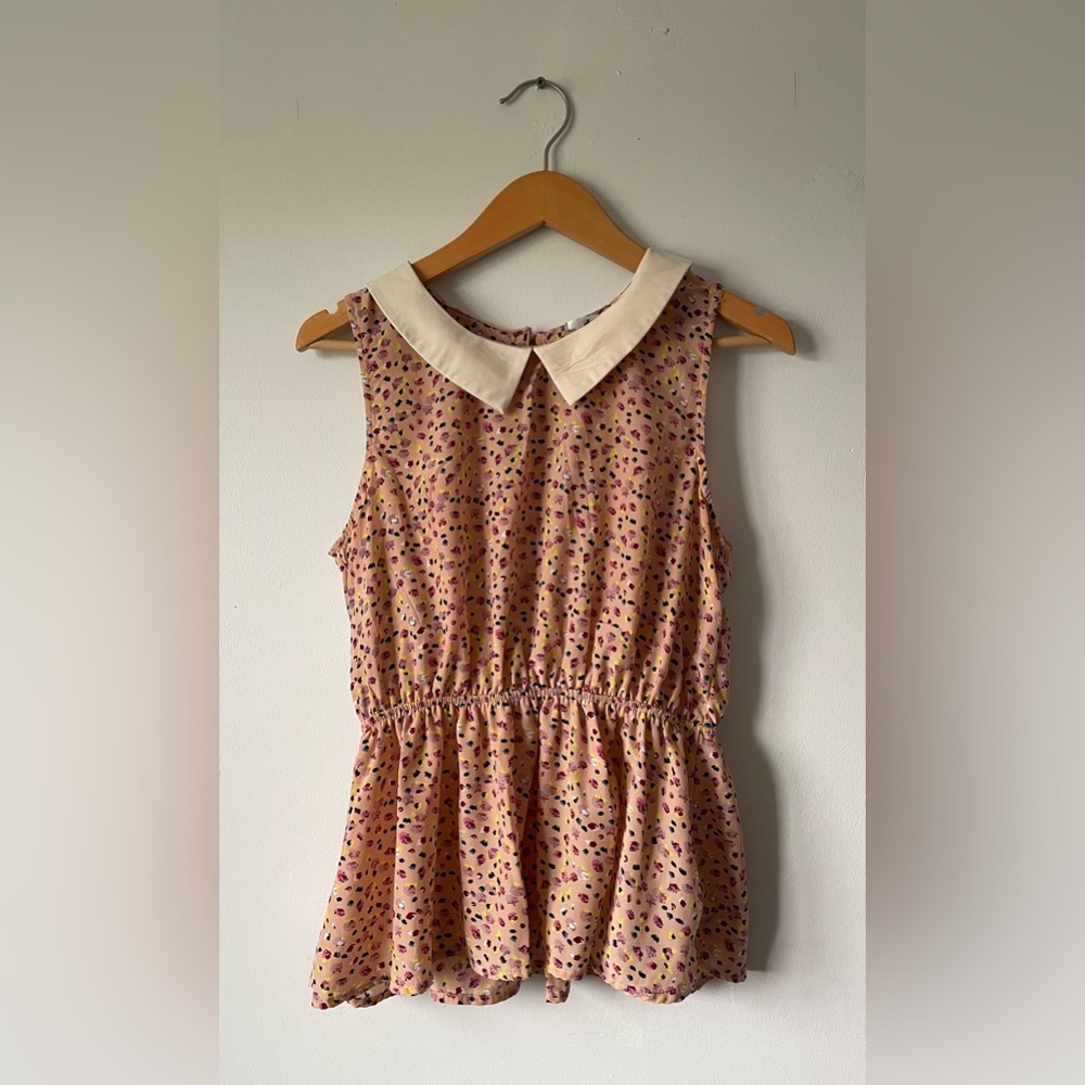 Papaya collared sleeveless blouse